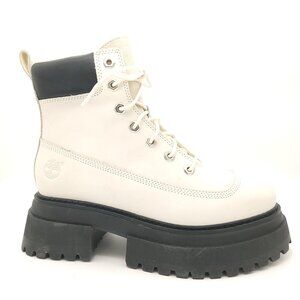 Timberland Sky Boots Sky Womens 8 Lace Up Lug Platform White Black Retail $160